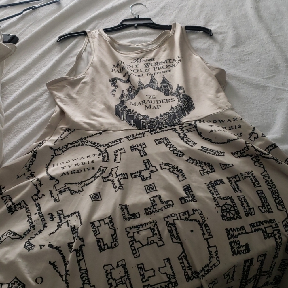 Harry Potter marauder's map cream dress